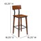 Flash Furniture Rustic Antique Walnut Industrial Wood Dining Barstool, PK4 4-XU-DG-W0236B-GG - alternate 3